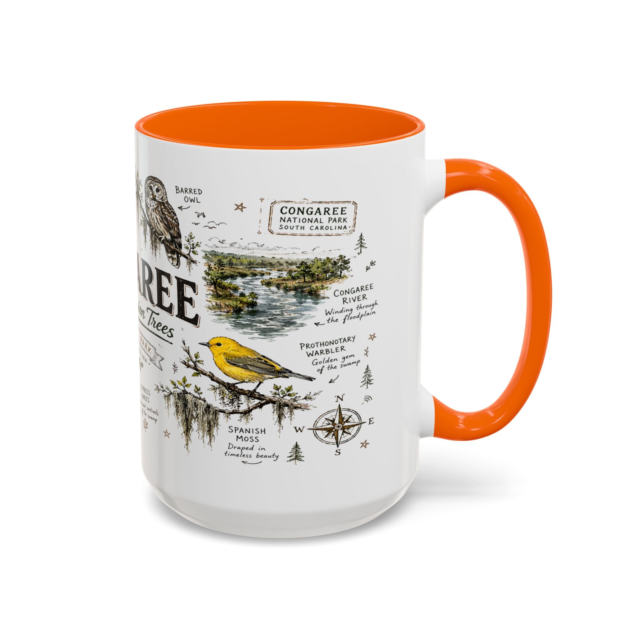 Congaree National Park Coffee Mug | South Carolina Forest Floodplain Gift | Accent Color Ceramic 11oz 15oz