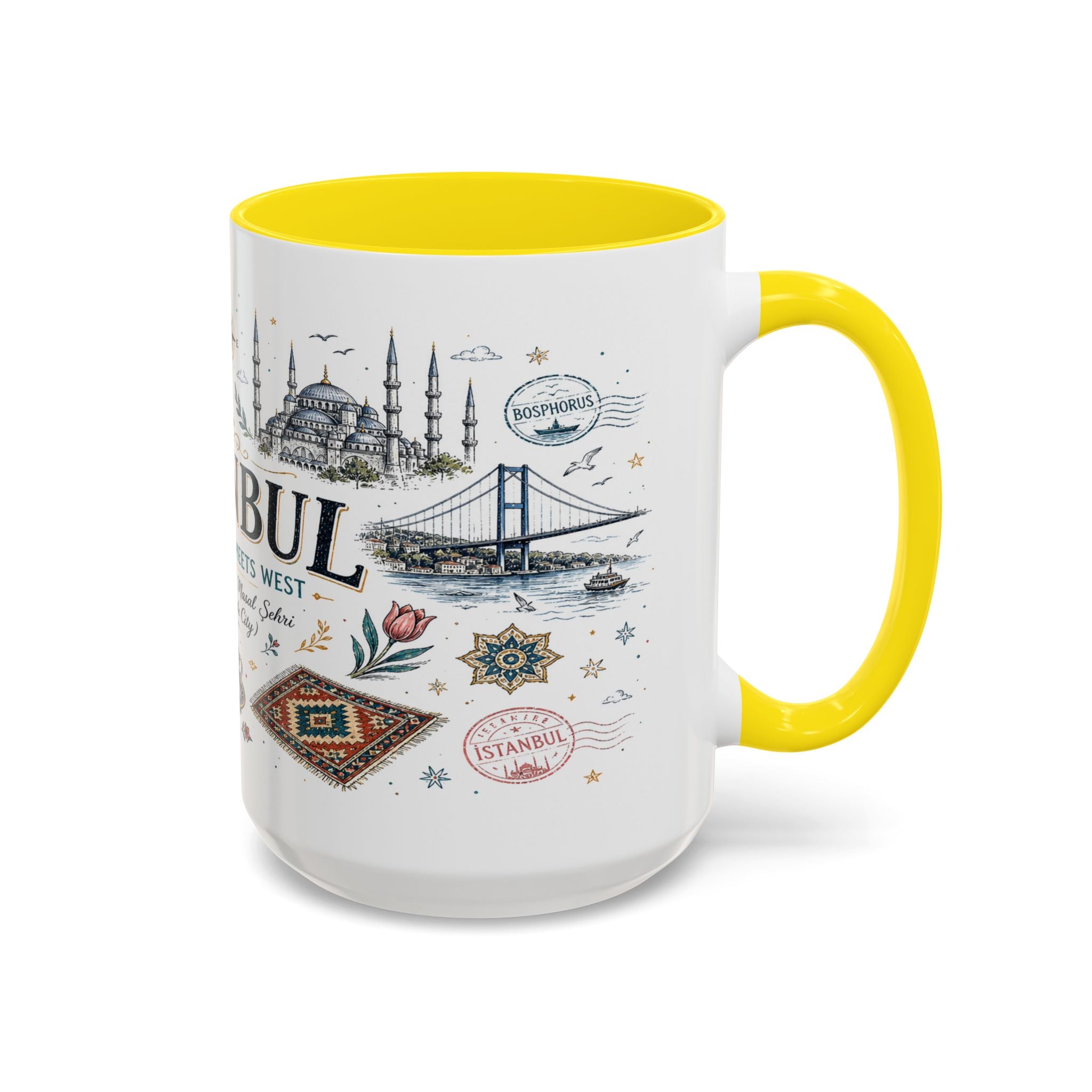 Istanbul Coffee Mug | Turkey Souvenir Travel Gift | Accent Color Ceramic 11oz 15oz