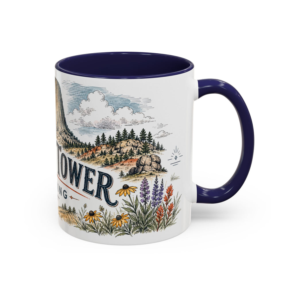 Devils Tower Mug, Wyoming Travel Souvenir, Bucket List Gift, Accent Ceramic Coffee Mug 11oz 15oz