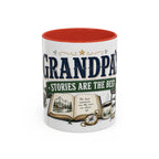 Grandpa's Stories Are The Best Coffee Mug | Gift From Grandkids | Accent Color Ceramic 11oz 15oz