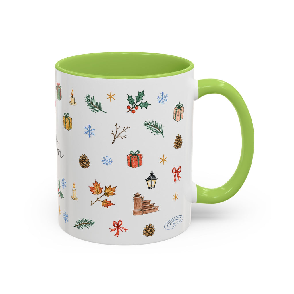 Boston Christmas Mug | Watercolor Travel Souvenir | Holiday Gift | Accent Ceramic Coffee Cup 11oz 15oz