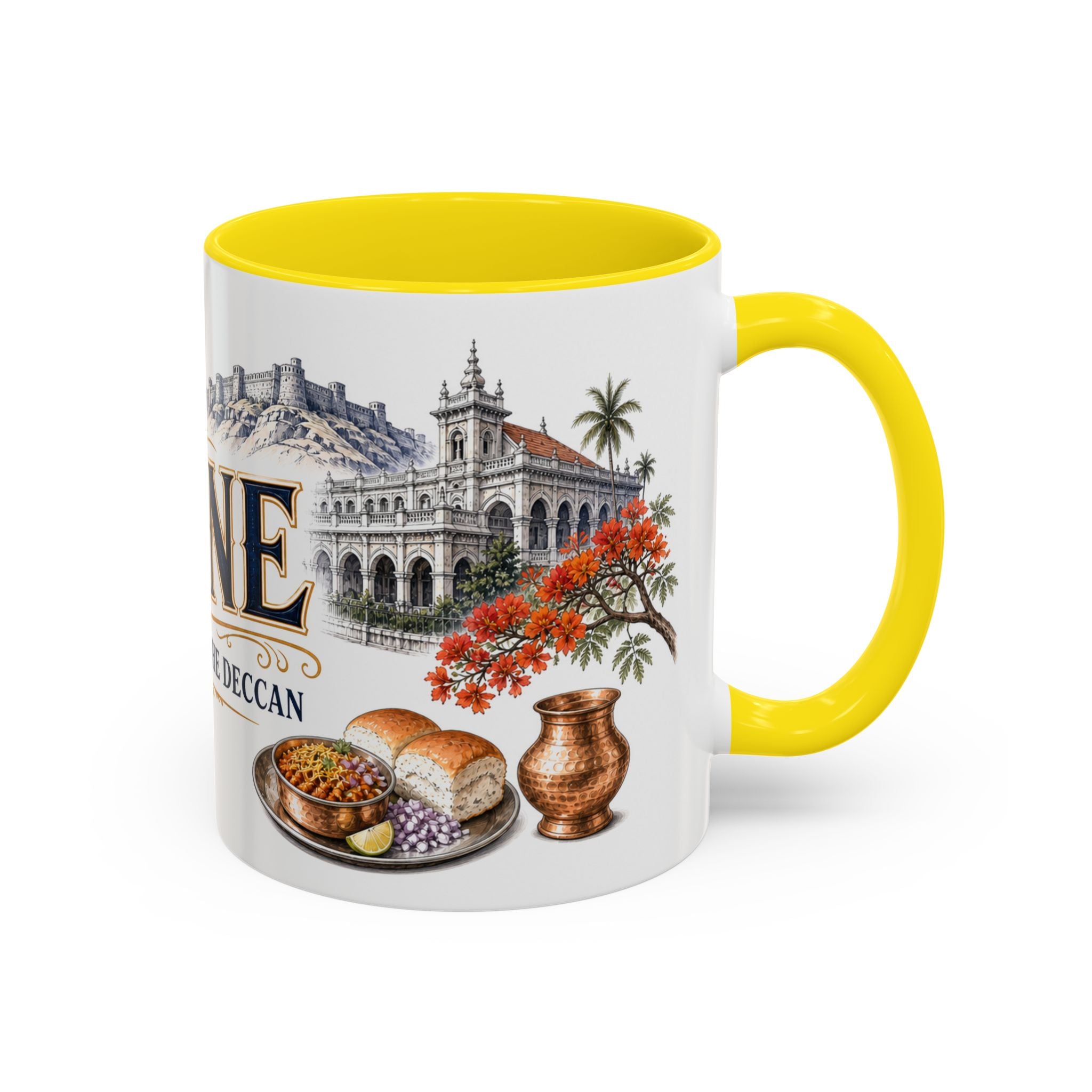 Pune Coffee Mug | India Travel Souvenir | Vintage Illustrated City Gift | 11 oz 15 oz Accent Mug