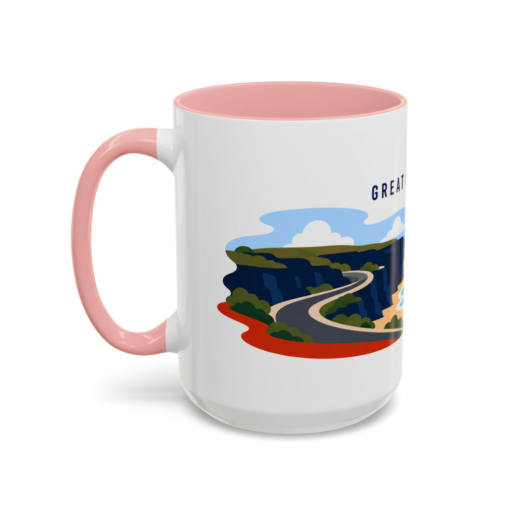 Great Ocean Road Coffee Mug | Travel Destination Souvenir Gift | Accent Color Ceramic 11oz 15oz