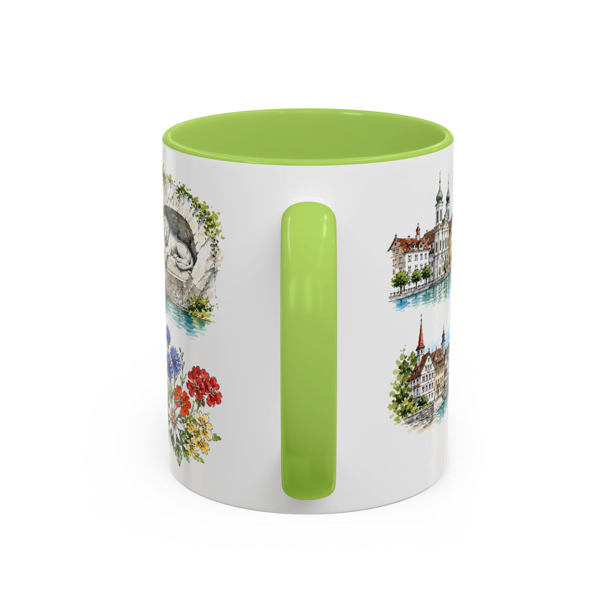 Lucerne Illustrated Travel Mug | City Souvenir Accent Coffee Mug | 11oz 15oz Ceramic Cup