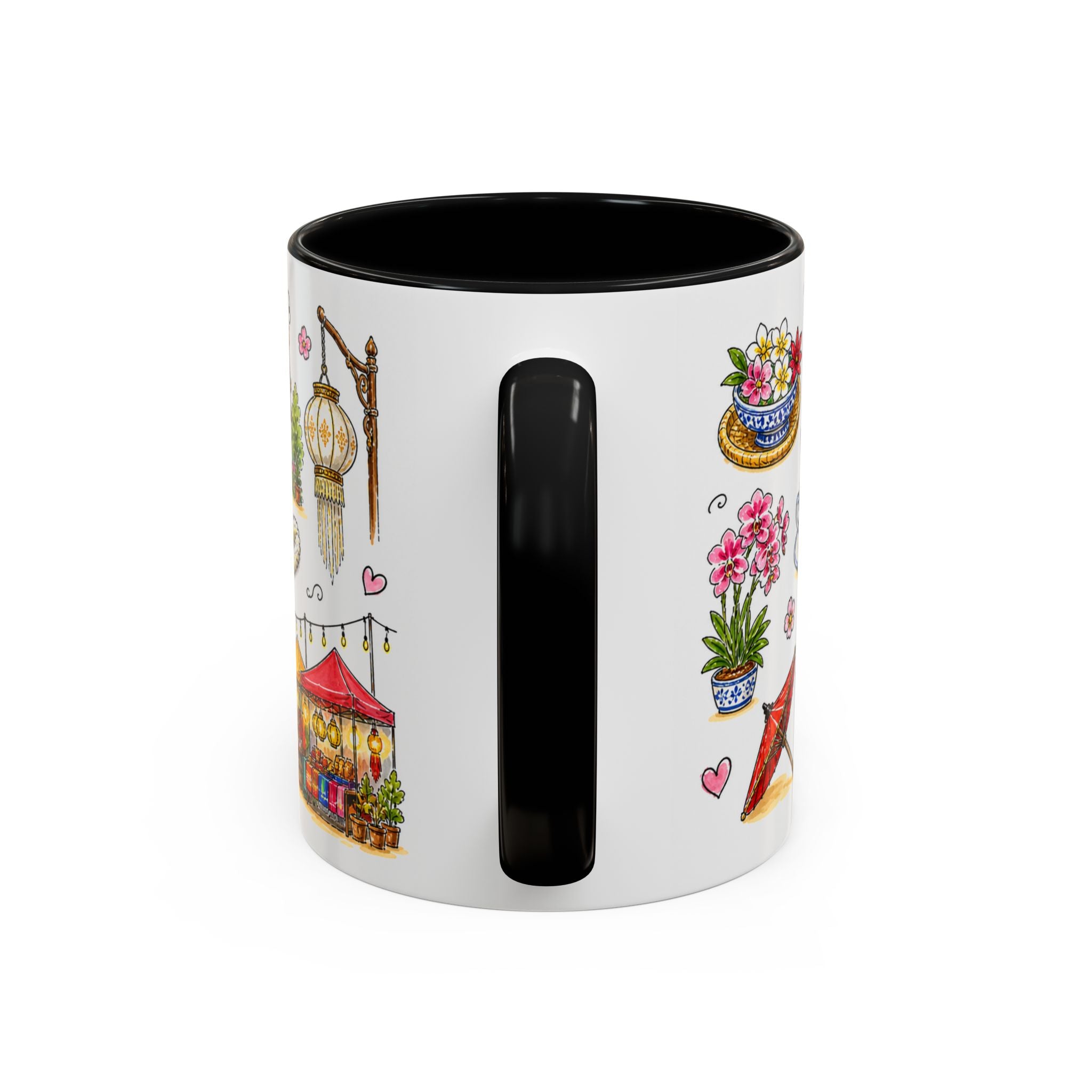 Chiang Mai Illustrated Travel Mug | City Souvenir Accent Coffee Mug | 11oz 15oz Ceramic Cup