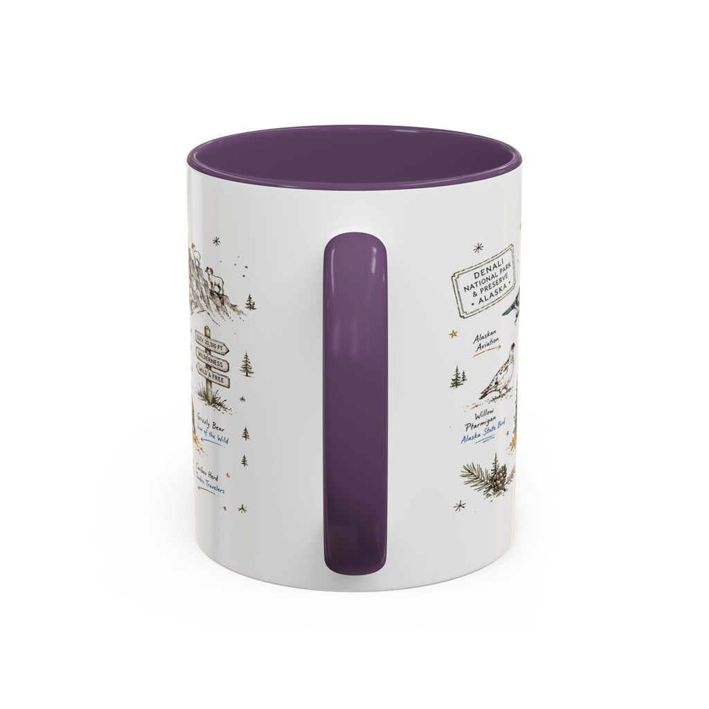 Denali National Park Coffee Mug | Alaska National Park Hiking Gift | Accent Color Ceramic 11oz 15oz
