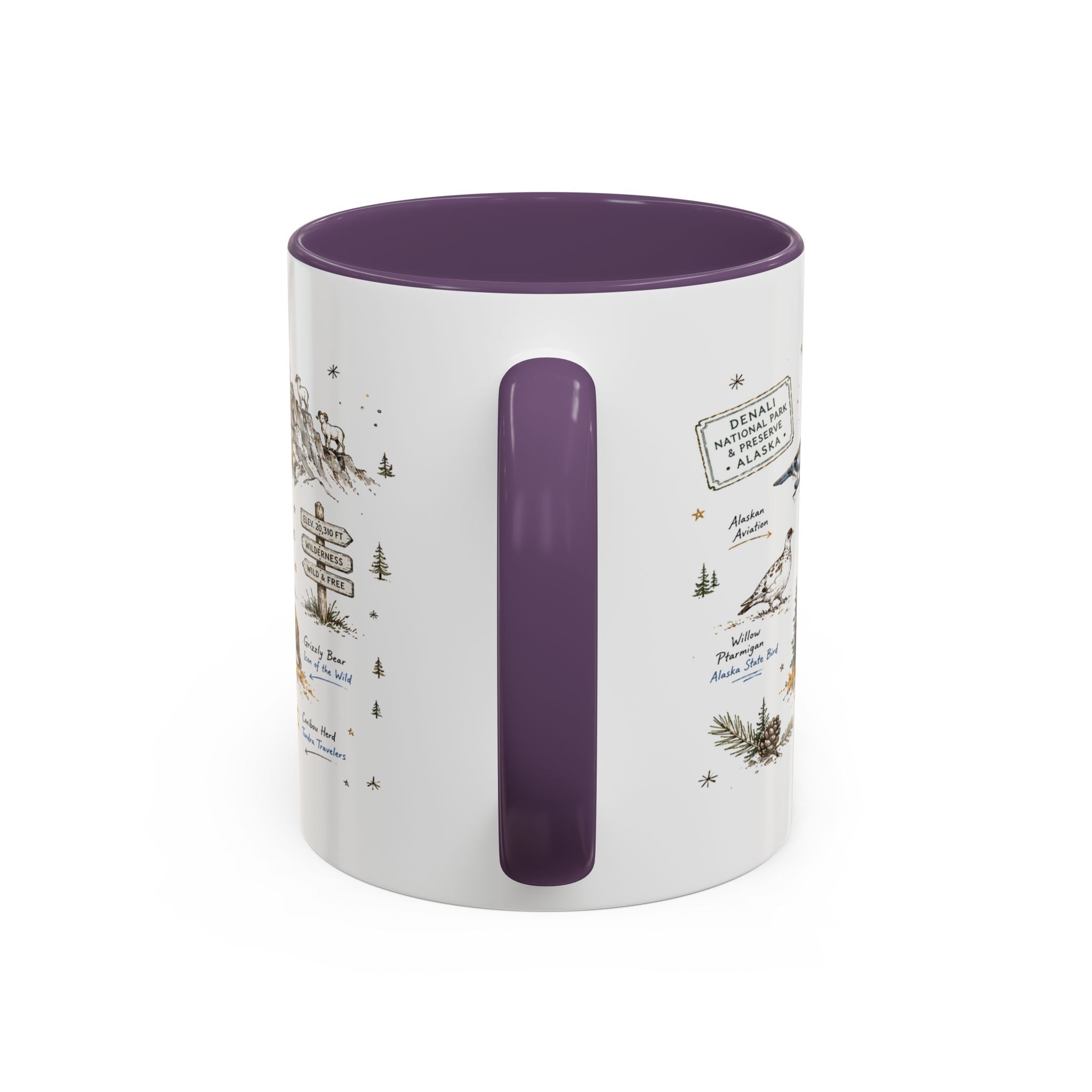 Denali National Park Coffee Mug | Alaska National Park Hiking Gift | Accent Color Ceramic 11oz 15oz