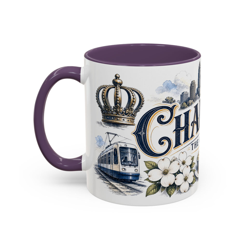 Charlotte Coffee Mug | United States Travel Souvenir | Vintage Illustrated City Gift | 11 oz 15 oz Accent Mug