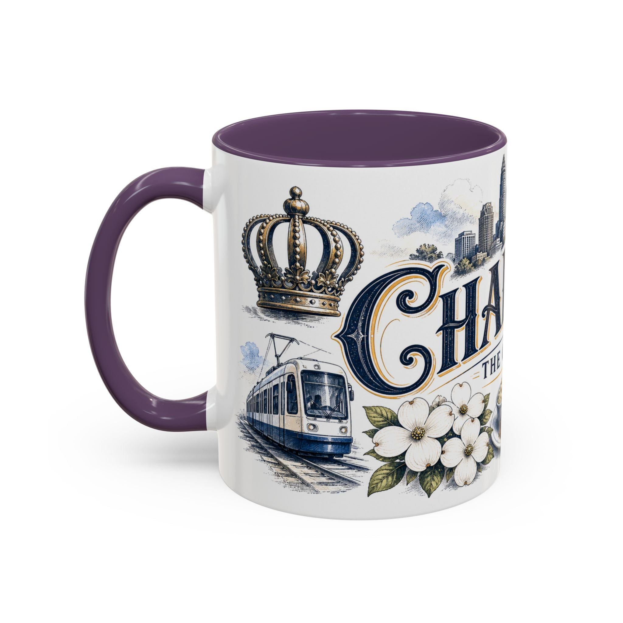 Charlotte Coffee Mug | United States Travel Souvenir | Vintage Illustrated City Gift | 11 oz 15 oz Accent Mug