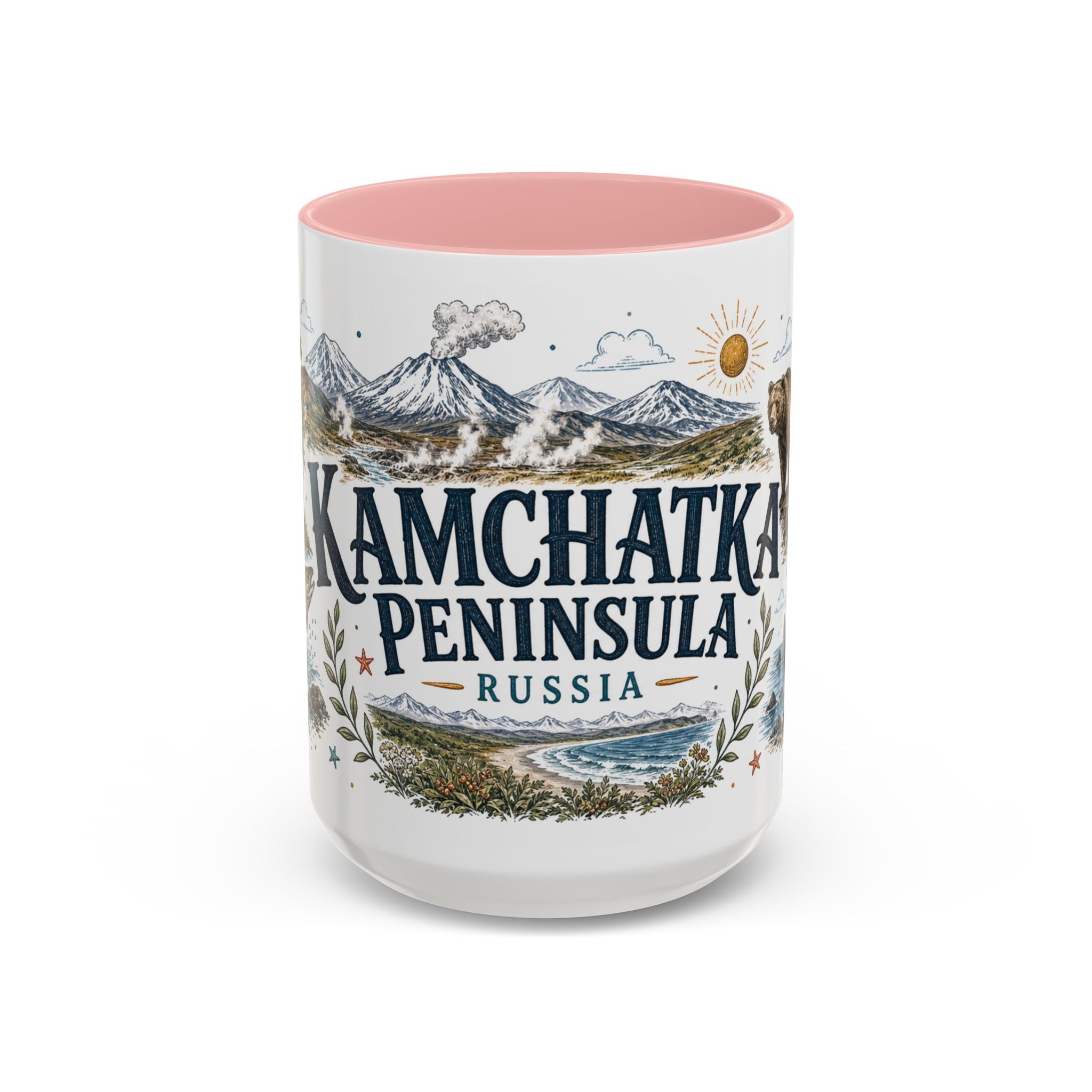 Kamchatka Peninsula Mug, Russia Travel Souvenir, Bucket List Gift, Accent Ceramic Coffee Mug 11oz 15oz