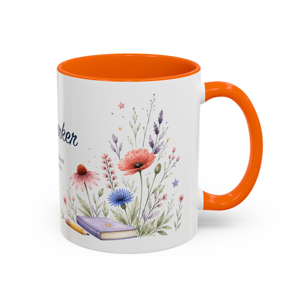 Personalized Kindergarten Teacher Mug | Custom Name Wildflower Rainbow Cup | Back to School Gift