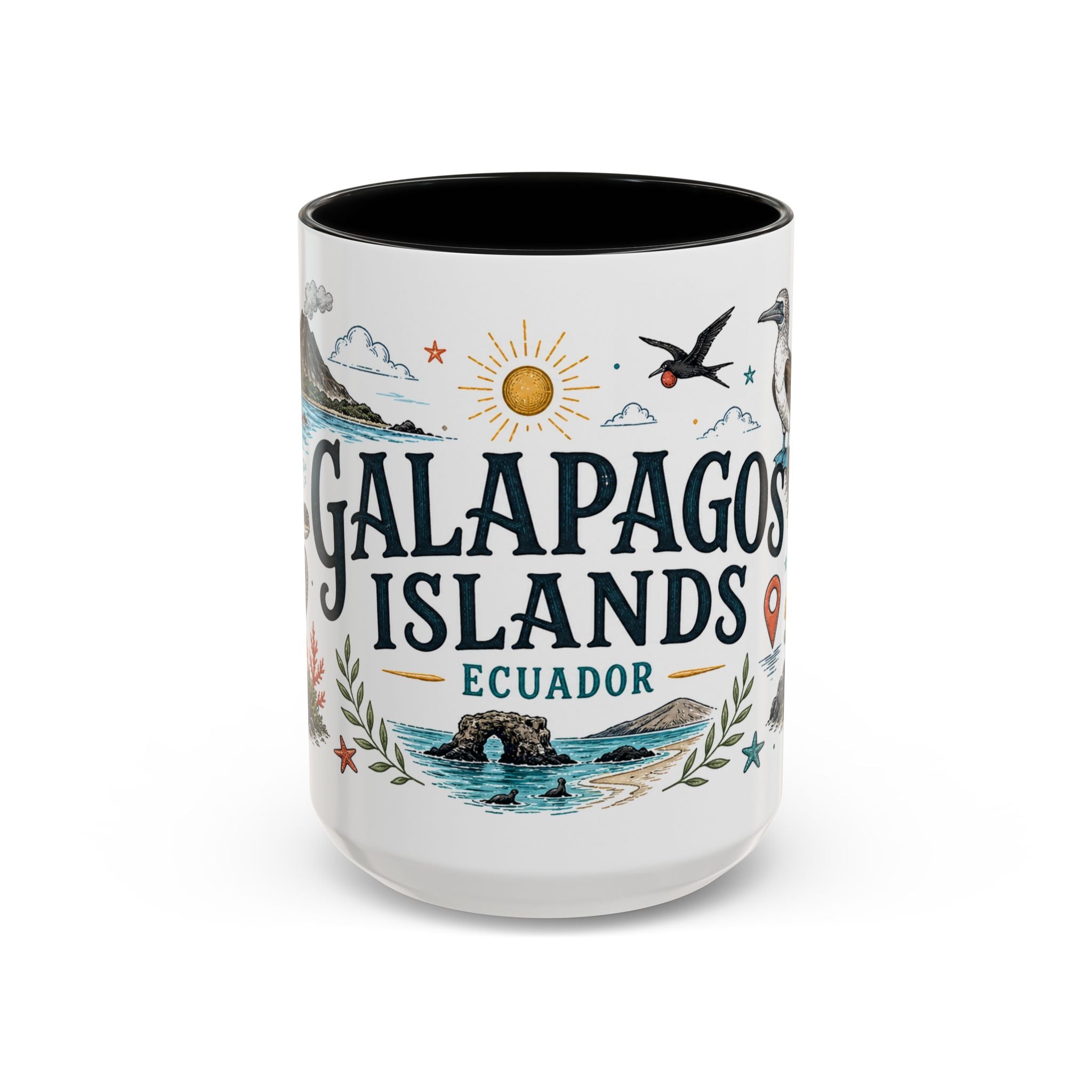 Galapagos Islands Coffee Mug | Travel Destination Souvenir Gift | Accent Color Ceramic 11oz 15oz