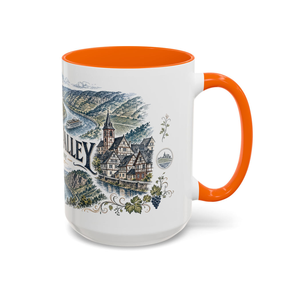 Rhine Valley Mug, Germany Travel Souvenir, Bucket List Gift, Accent Ceramic Coffee Mug 11oz 15oz
