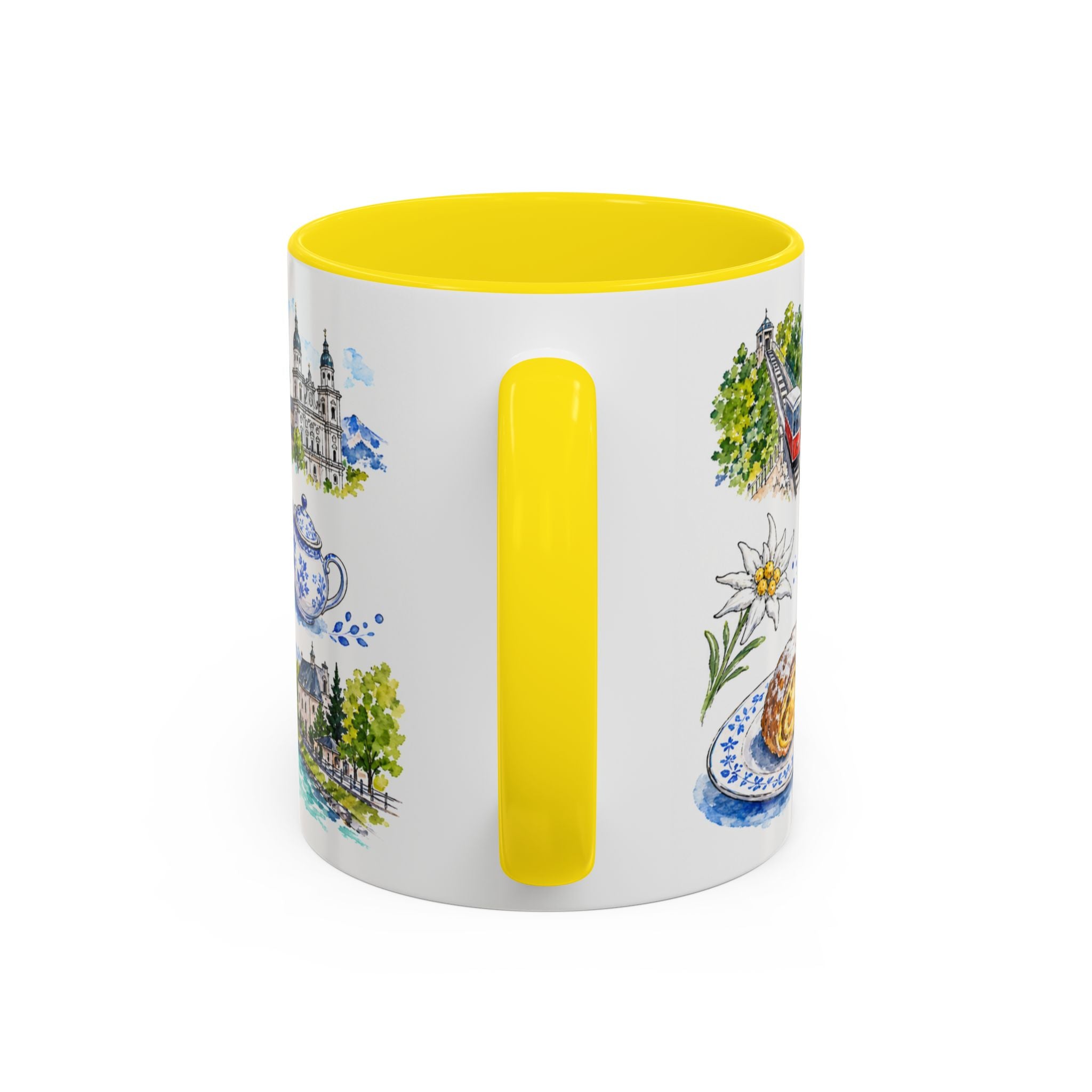 Salzburg Illustrated Travel Mug | City Souvenir Accent Coffee Mug | 11oz 15oz Ceramic Cup