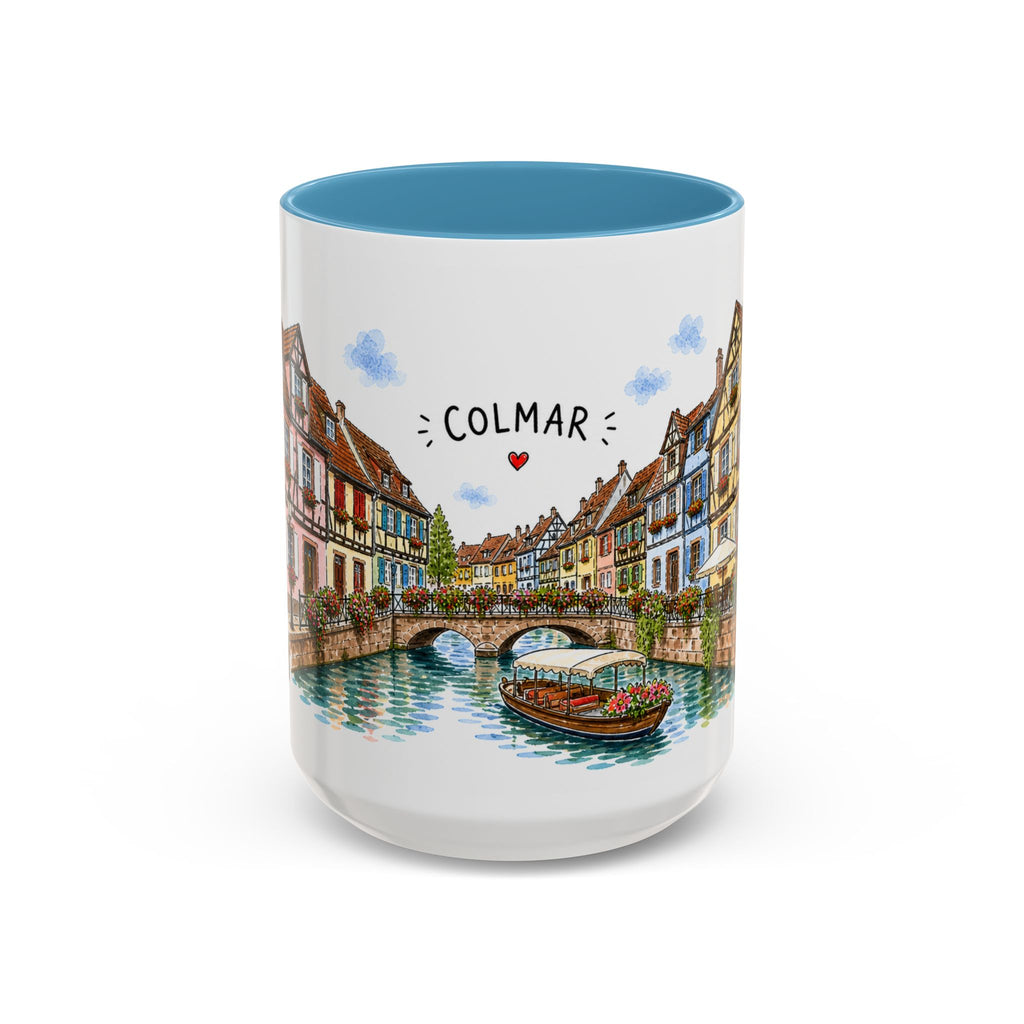 Colmar Illustrated Travel Mug | France Souvenir Accent Coffee Mug | 11oz 15oz Ceramic Cup