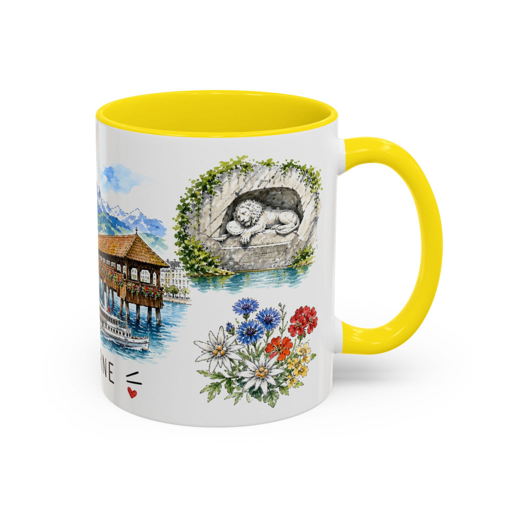 Lucerne Illustrated Travel Mug | City Souvenir Accent Coffee Mug | 11oz 15oz Ceramic Cup
