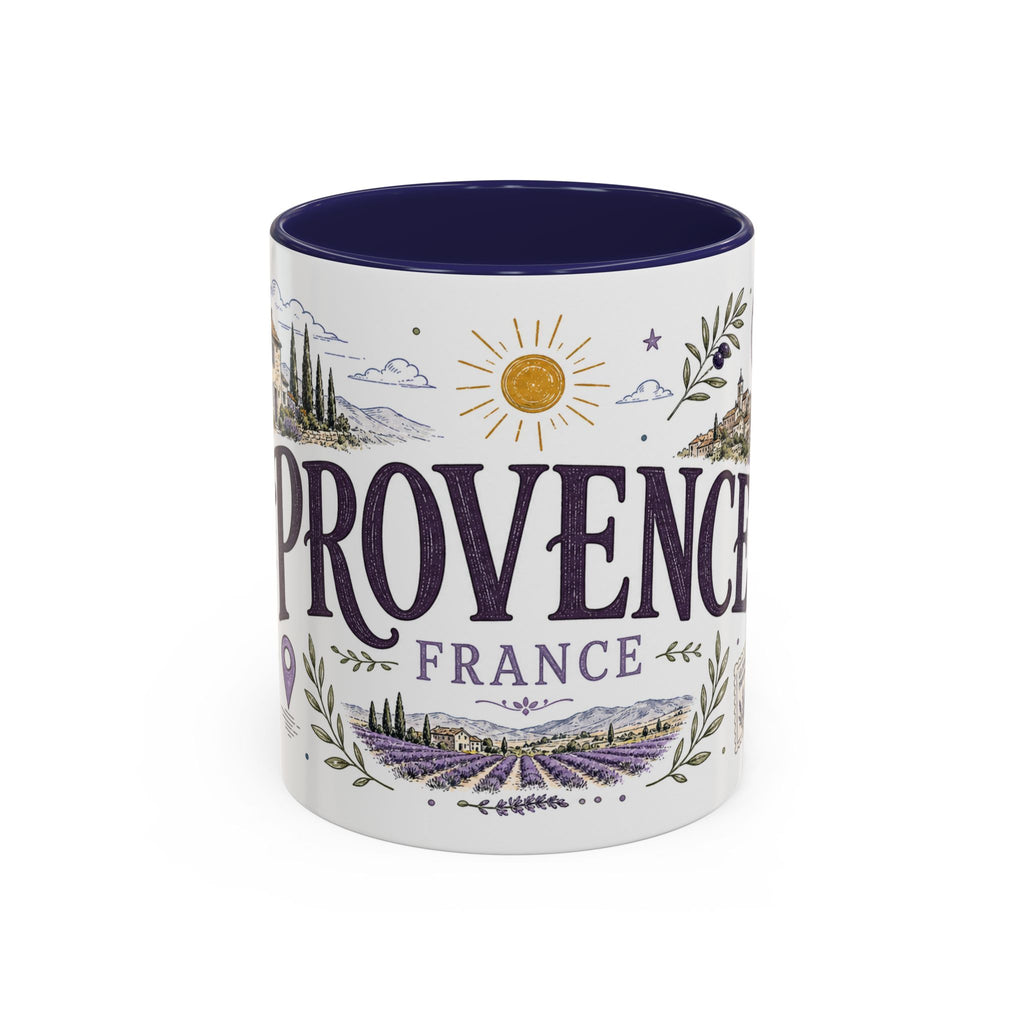Provence Coffee Mug | Travel Destination Souvenir Gift | Accent Color Ceramic 11oz 15oz