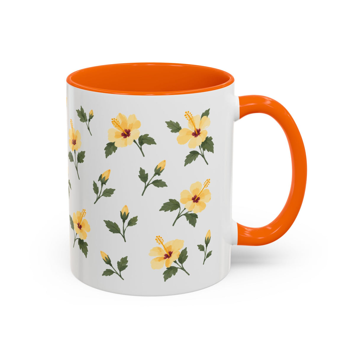 Hawaii Yellow hibiscus Mug, State Flower Floral Coffee Cup, 11oz Botanical Gift