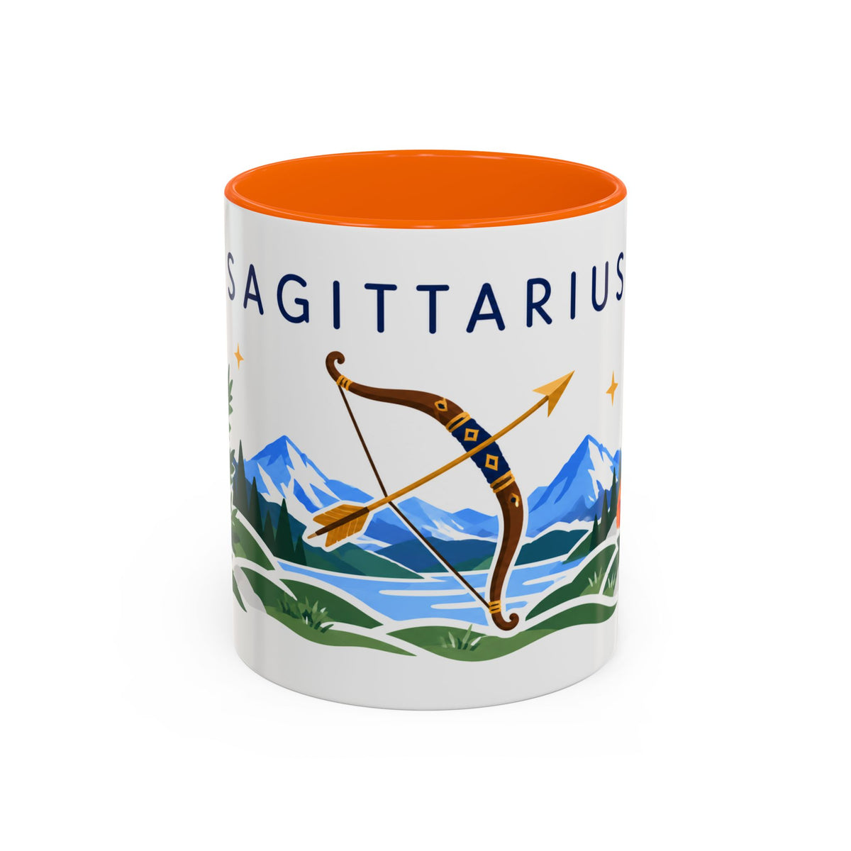 Sagittarius Zodiac Coffee Mug | Bow and Arrow Design | Astrology Birthday Gift | 11 oz 15 oz Ceramic Accent Mug