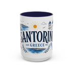Santorini Coffee Mug | Travel Destination Souvenir Gift | Accent Color Ceramic 11oz 15oz