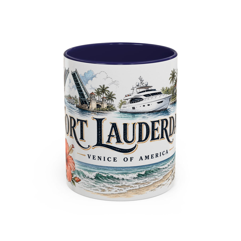 Fort Lauderdale Coffee Mug | United States Travel Souvenir | Vintage Illustrated City Gift | 11 oz 15 oz Accent Mug