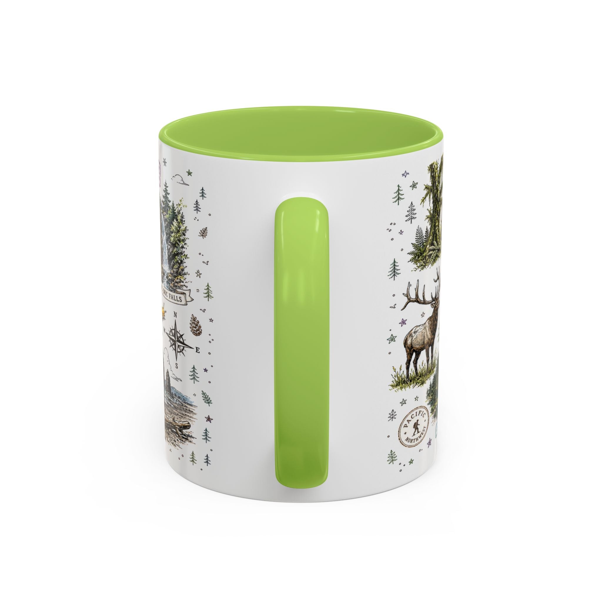 Olympic Coffee Mug | National Park Hiking Rainforest Gift | Accent Color Ceramic 11oz 15oz