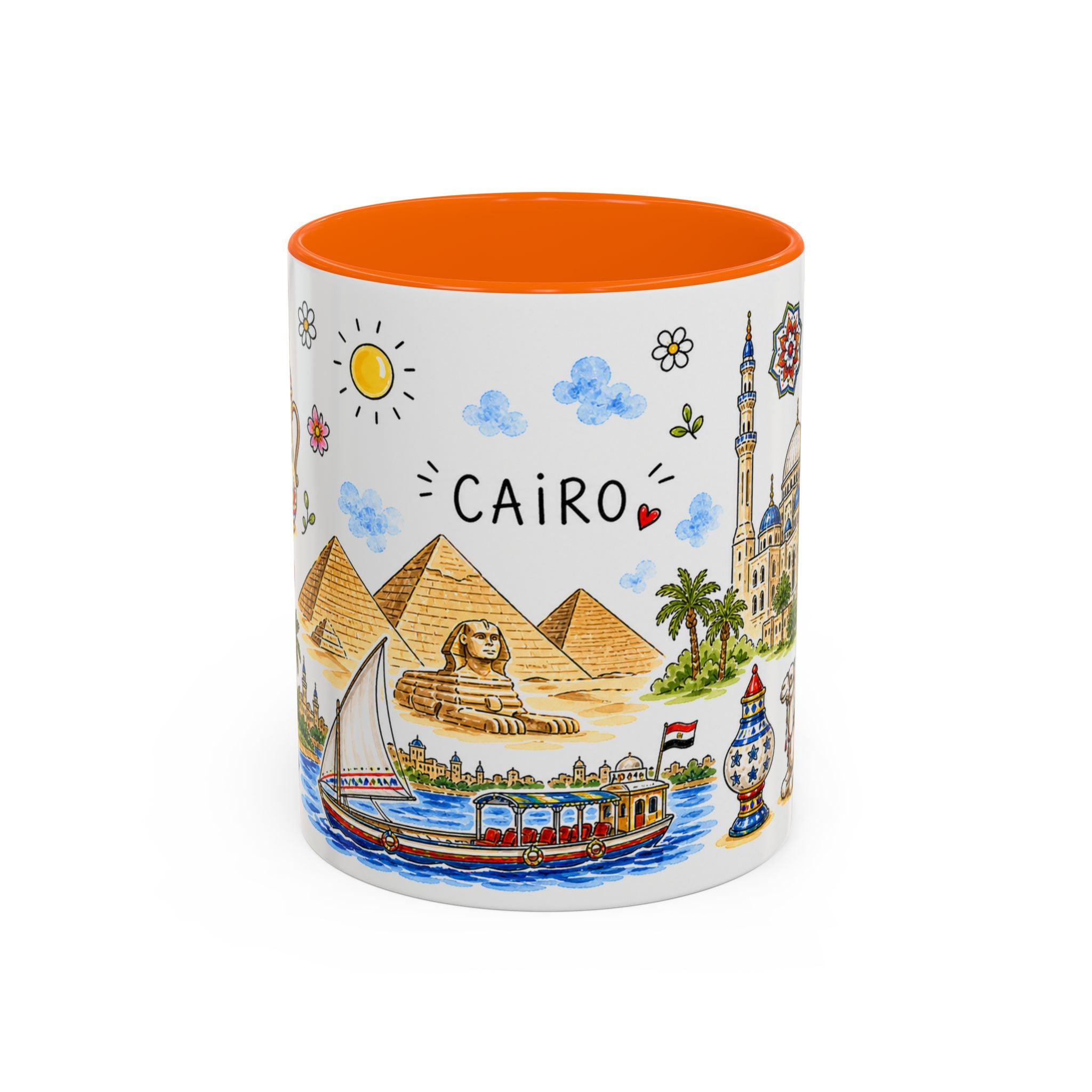 Cairo Illustrated Travel Mug | City Souvenir Accent Coffee Mug | 11oz 15oz Ceramic Cup