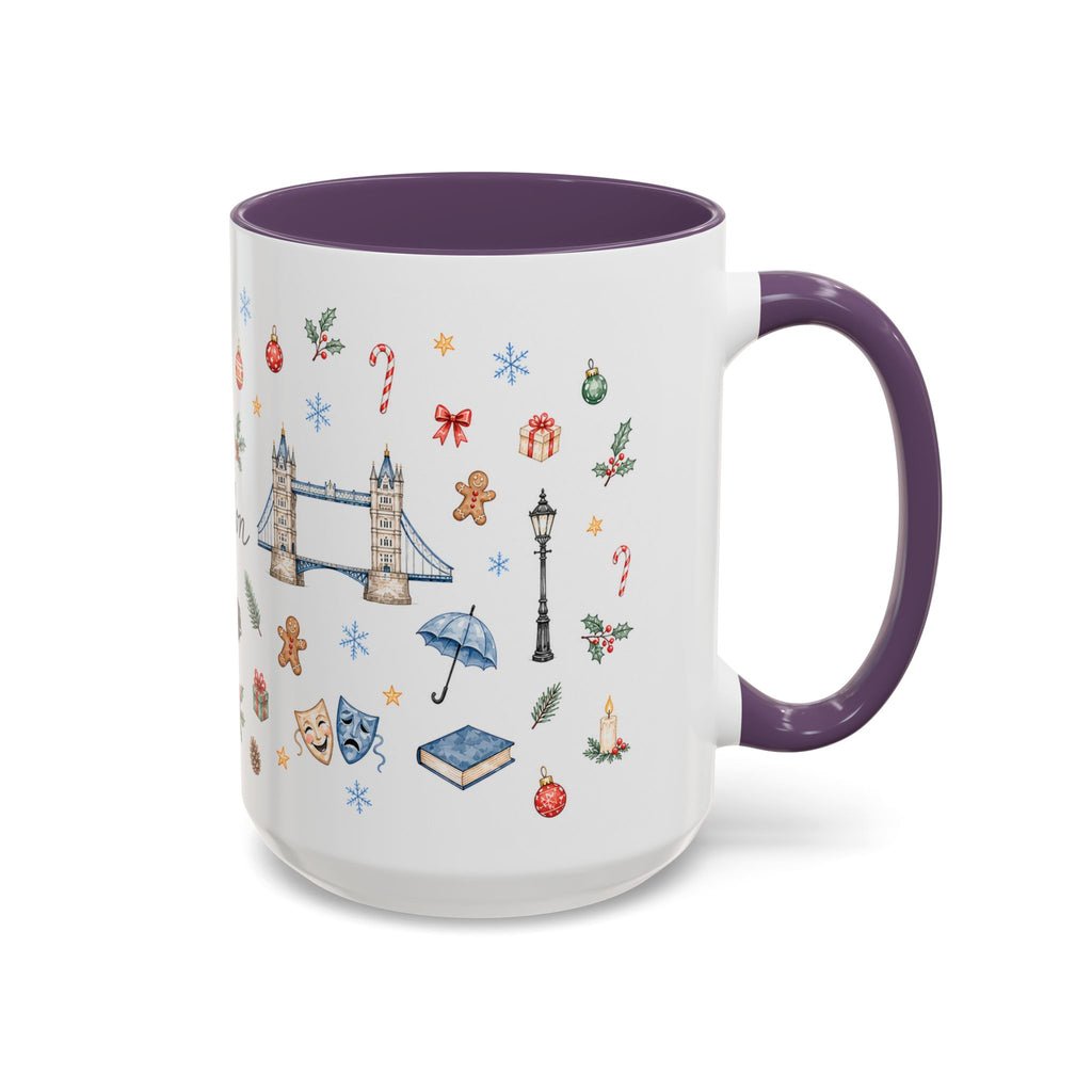 London Christmas Mug | Watercolor City Souvenir, Travel Memories, Ceramic Coffee Cup