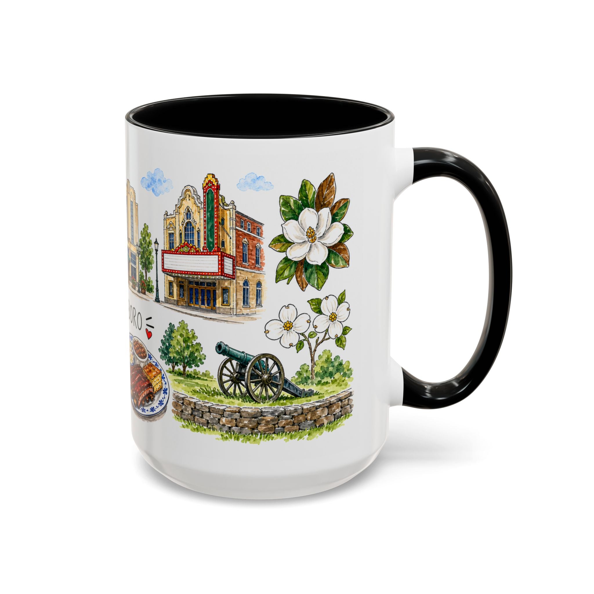 Greensboro Illustrated Travel Mug | City Souvenir Accent Coffee Mug | 11oz 15oz Ceramic Cup