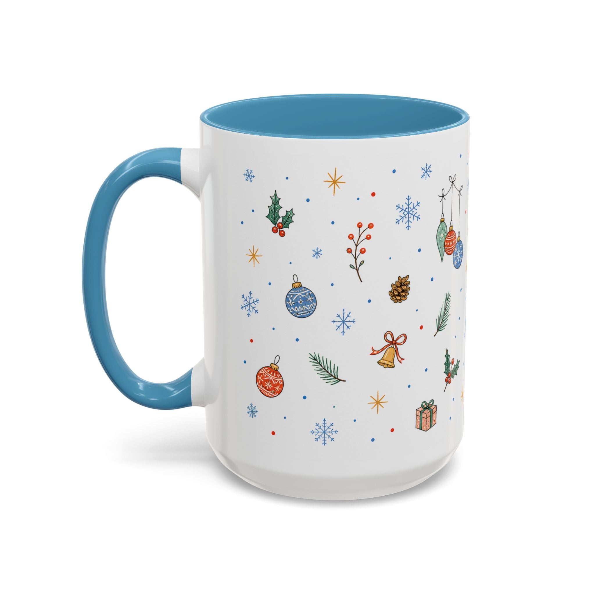 Christmas Ornament Mug | Snowflake Watercolor Holiday Gift | Accent Cup 11oz 15oz