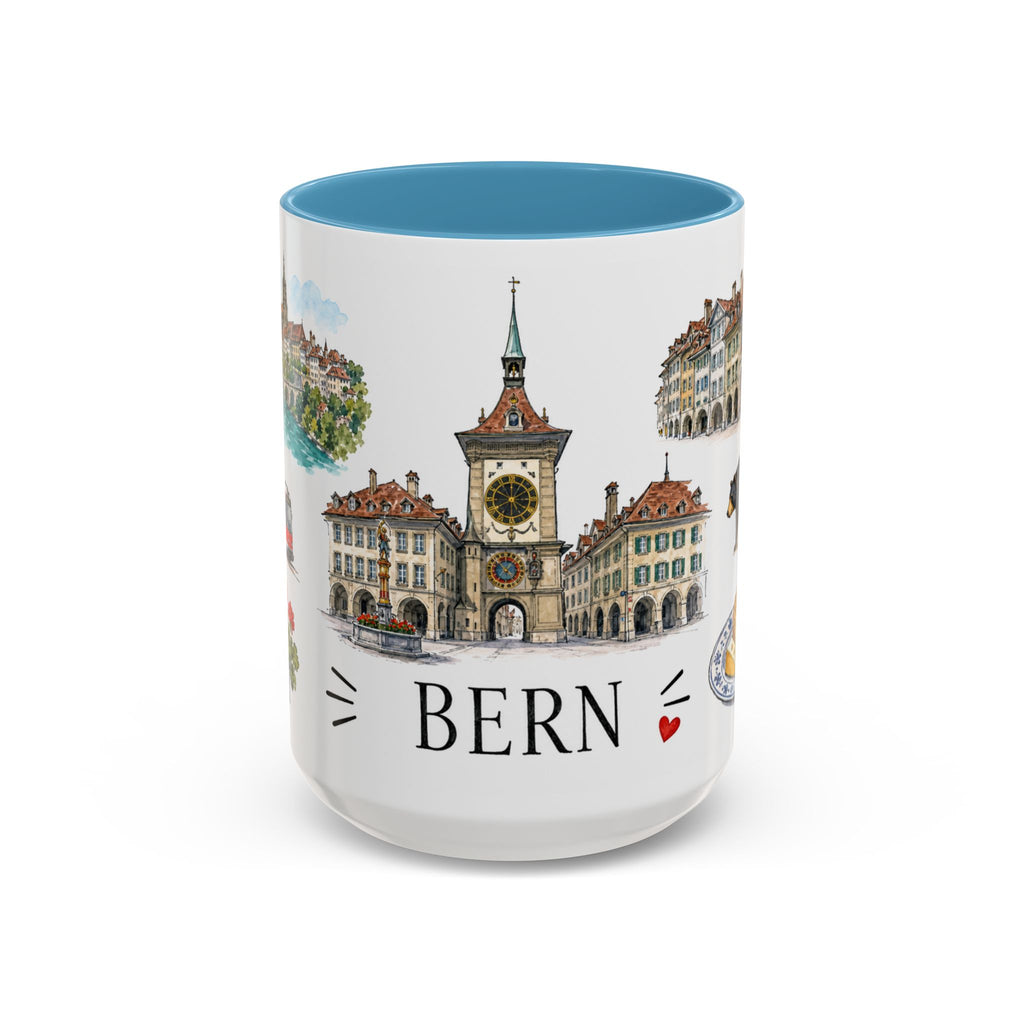 Bern Illustrated Travel Mug | City Souvenir Accent Coffee Mug | 11oz 15oz Ceramic Cup