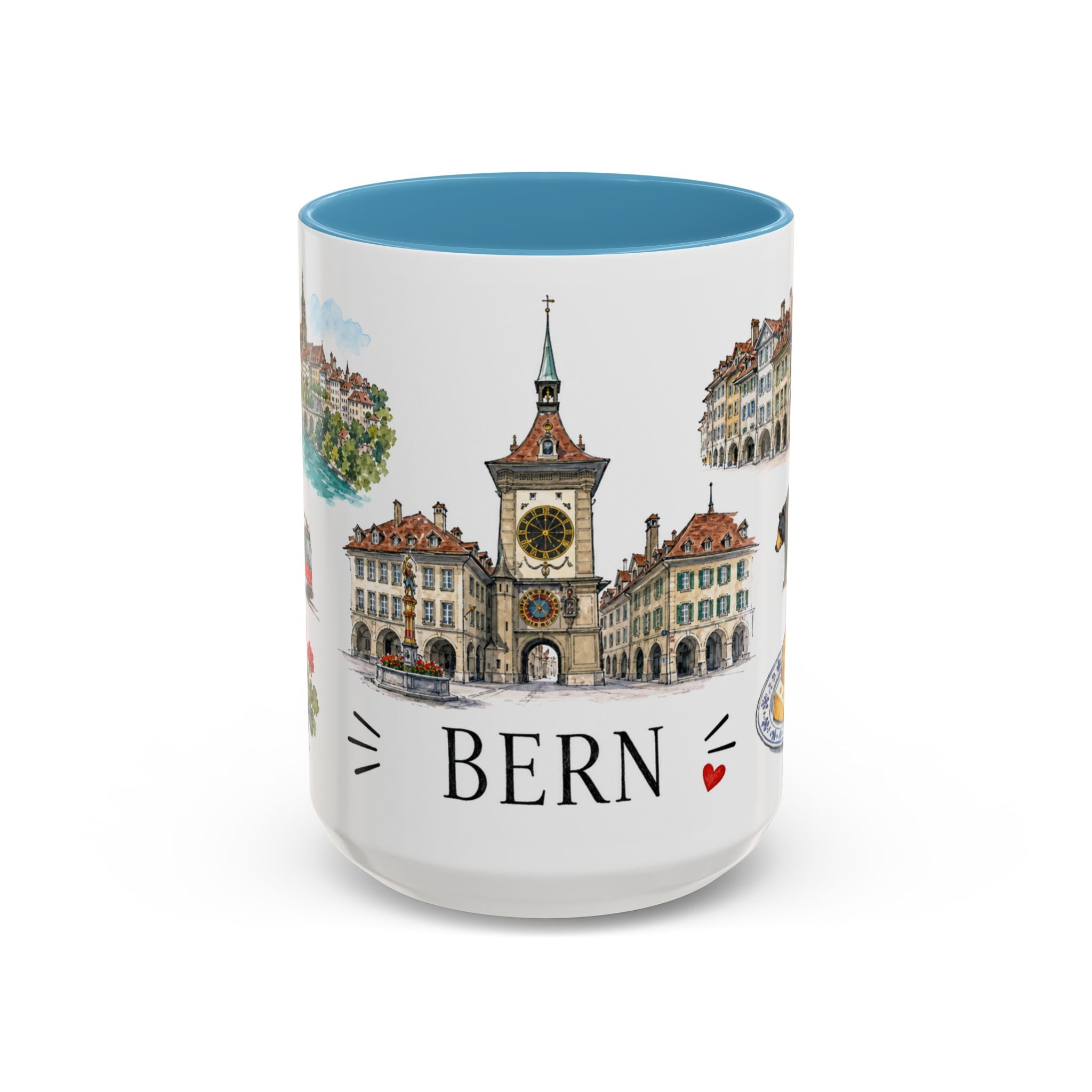 Bern Illustrated Travel Mug | City Souvenir Accent Coffee Mug | 11oz 15oz Ceramic Cup