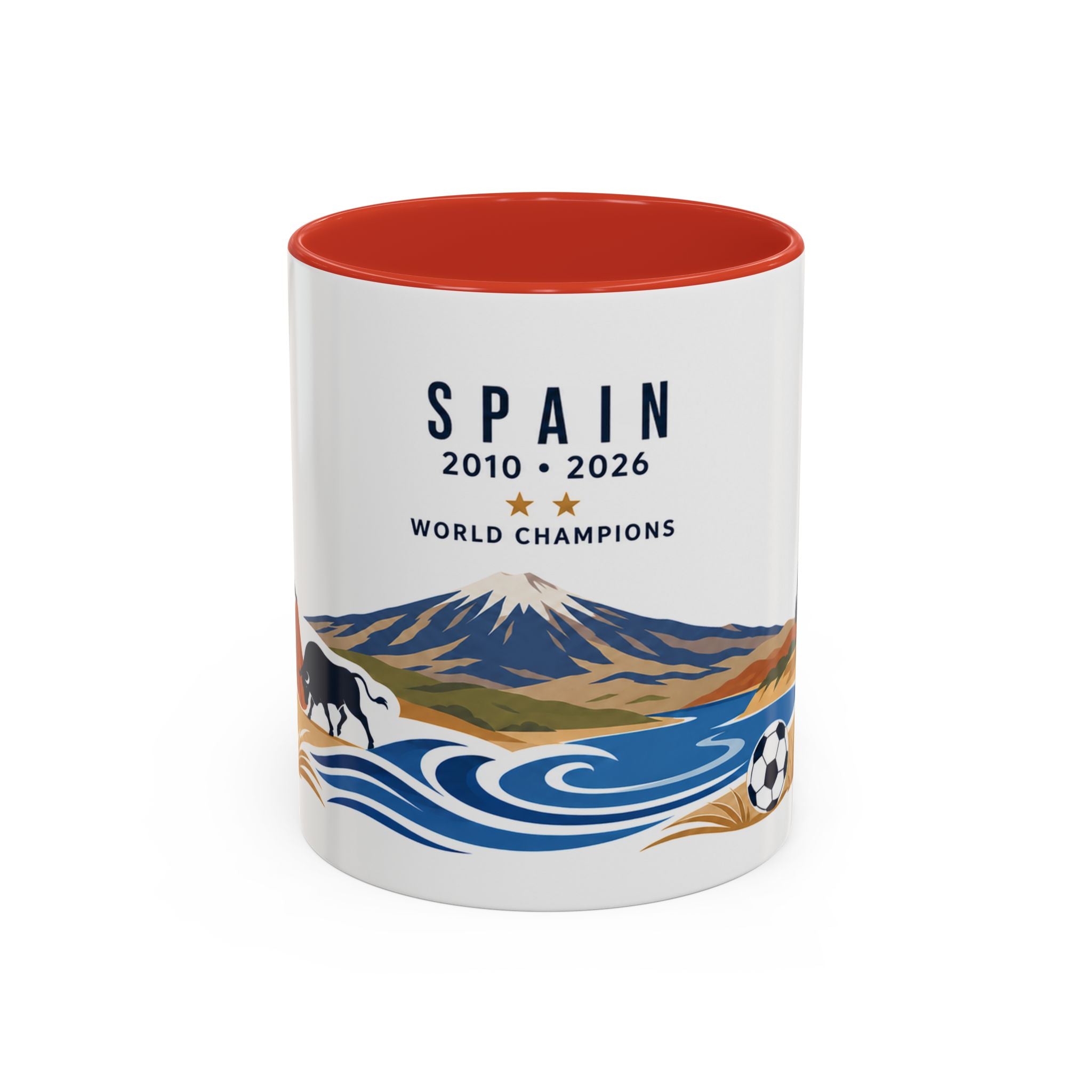 Spain World Champions Mug | 2010 2026 Spanish Soccer Gift | Two Time Football Champion Cup | 11oz 15oz Accent Mug