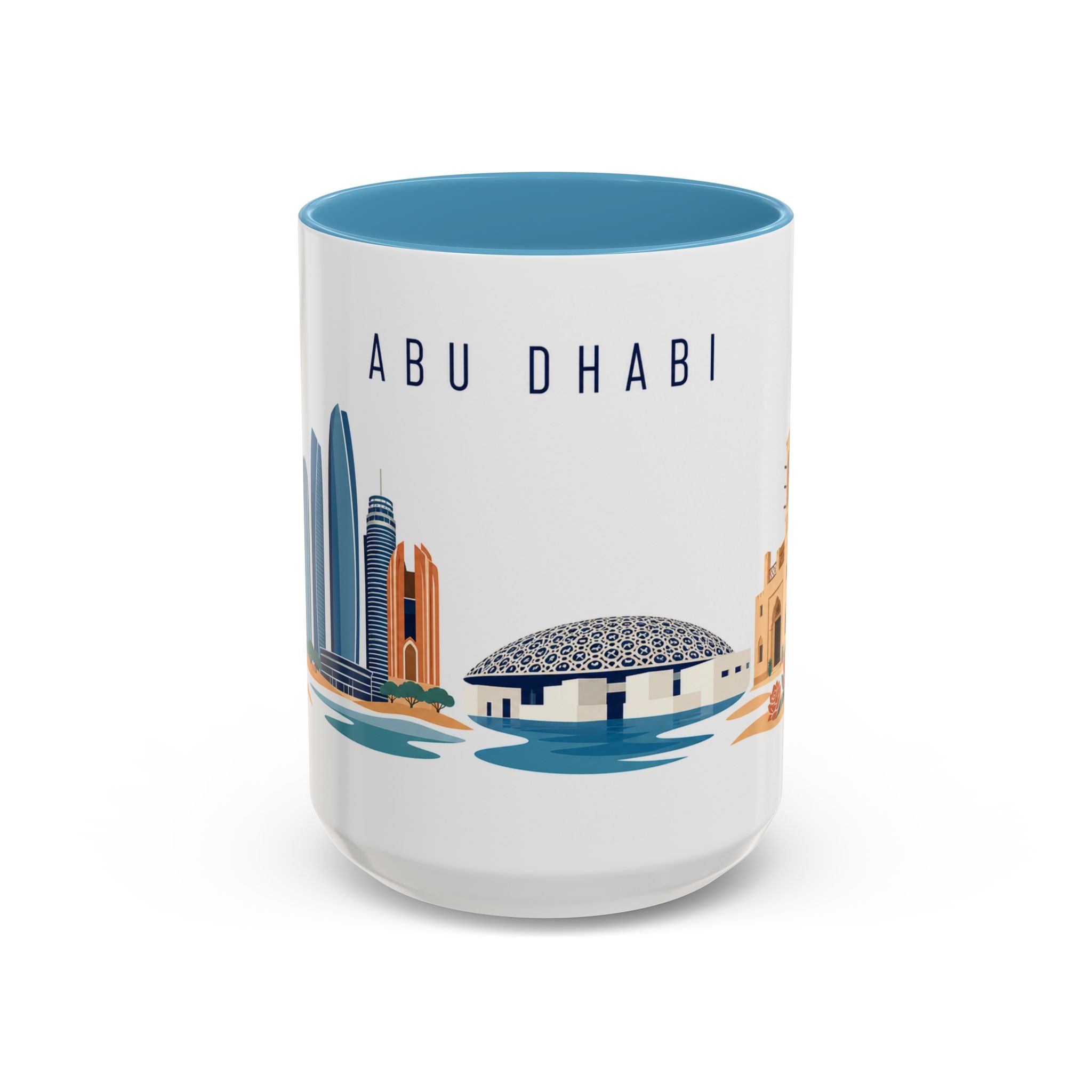 Abu Dhabi Coffee Mug | United Arab Emirates Travel Souvenir | Porcelain Decal City Gift | 11oz 15oz Accent Mug