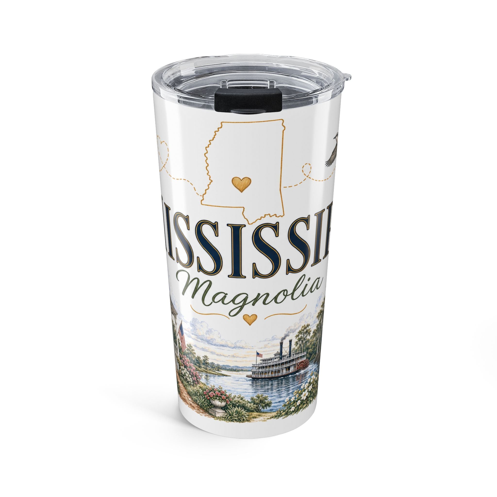 Mississippi State Flower 20oz Tumbler | Magnolia Botanical State Flower Gift | Insulated Stainless Steel Travel Cup