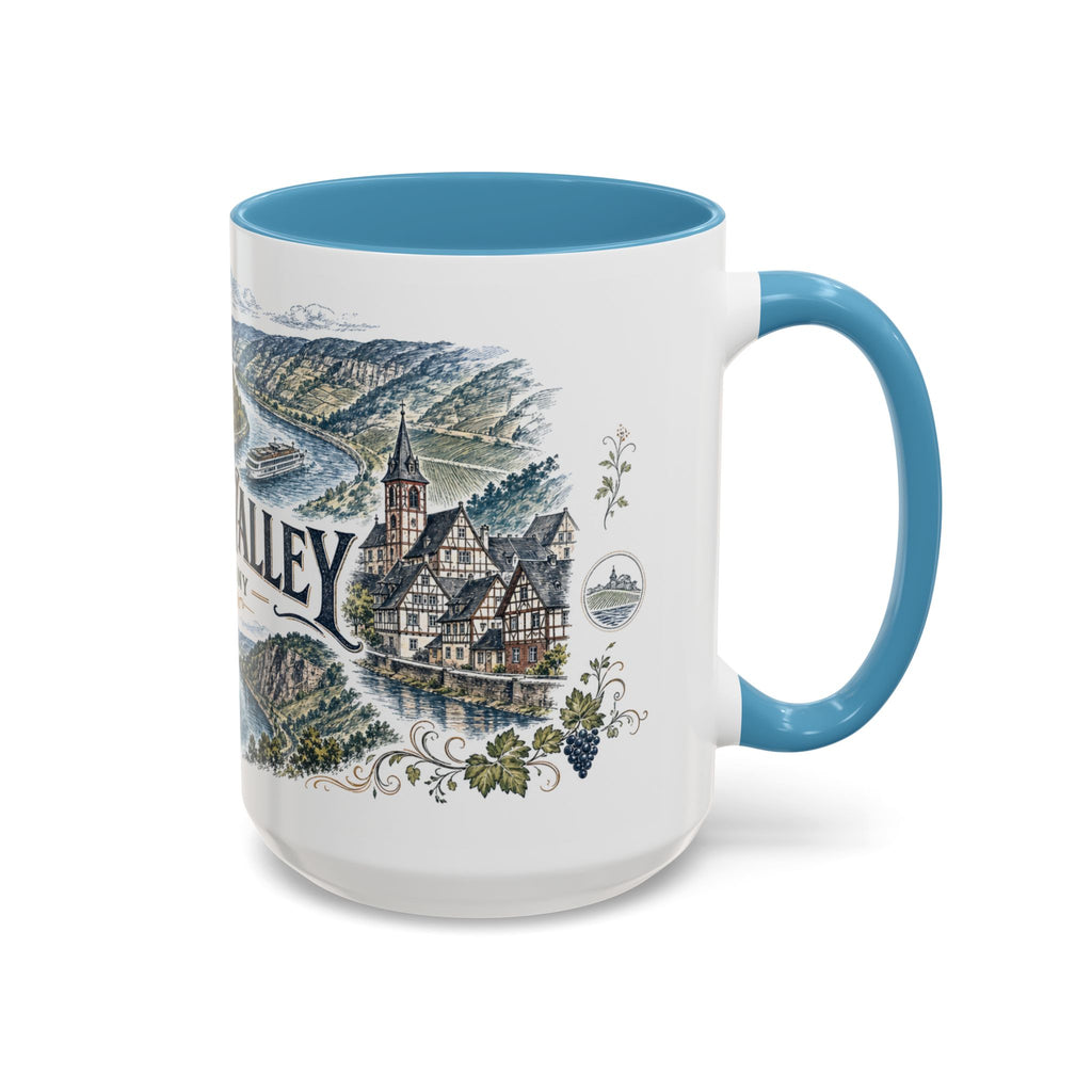 Rhine Valley Mug, Germany Travel Souvenir, Bucket List Gift, Accent Ceramic Coffee Mug 11oz 15oz