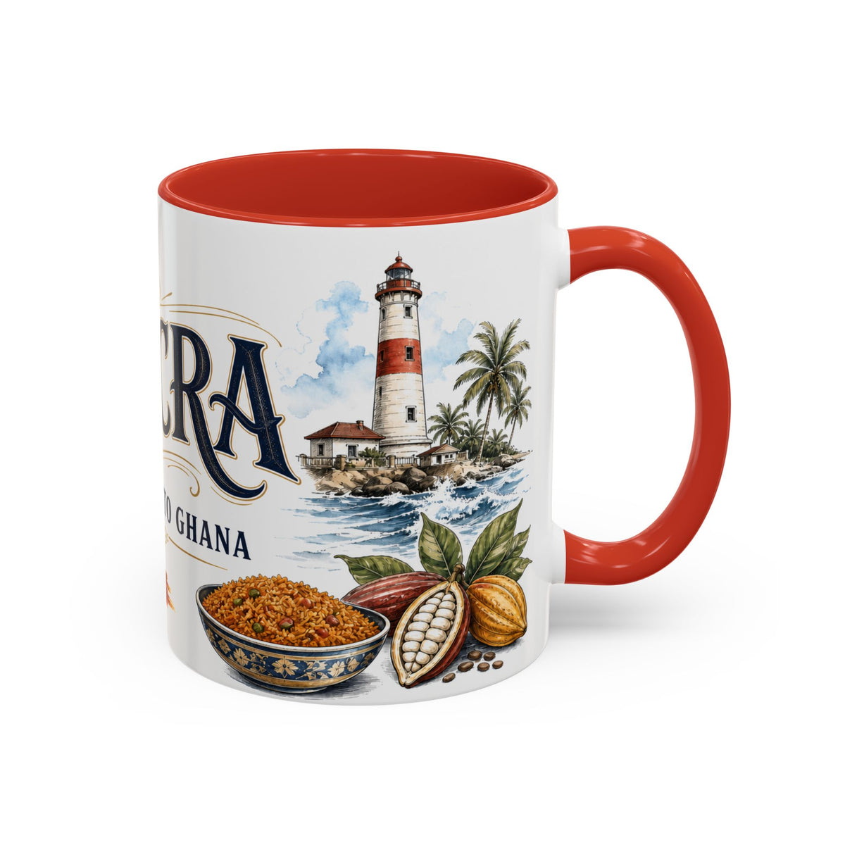 Accra Coffee Mug | Ghana Travel Souvenir | Vintage Illustrated City Gift | 11 oz 15 oz Accent Mug