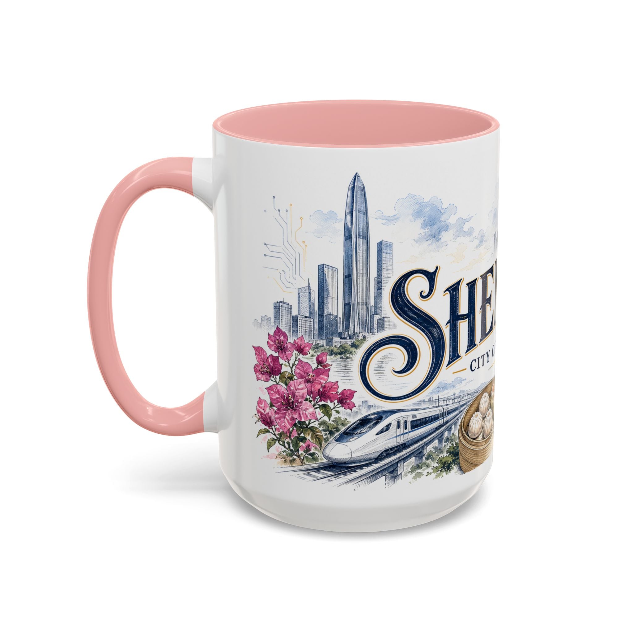 Shenzhen Coffee Mug | China Travel Souvenir | Vintage Illustrated City Gift | 11 oz 15 oz Accent Mug