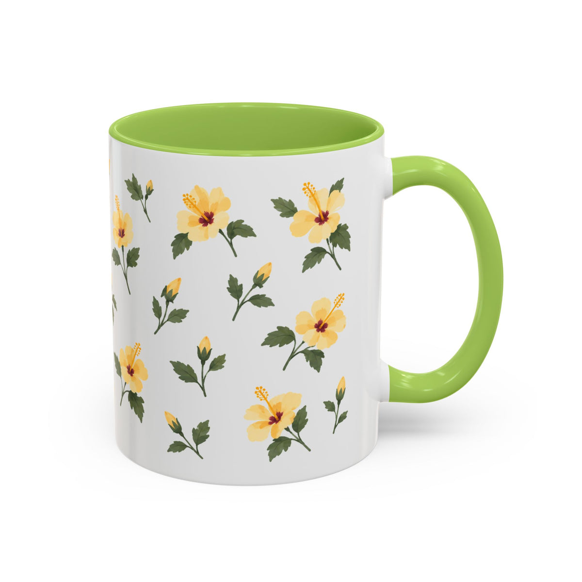 Hawaii Yellow hibiscus Mug, State Flower Floral Coffee Cup, 11oz Botanical Gift
