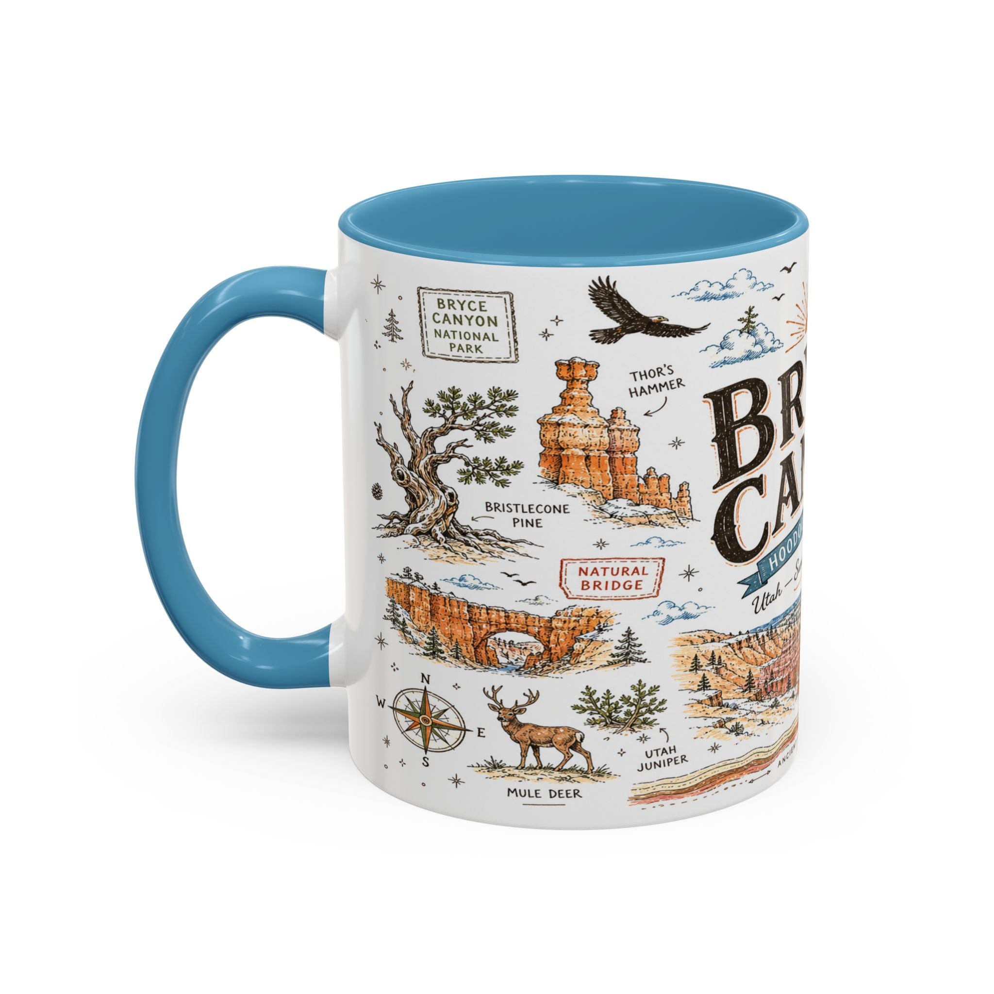 Bryce Canyon Coffee Mug | National Park Hiking Utah Gift | Accent Color Ceramic 11oz 15oz
