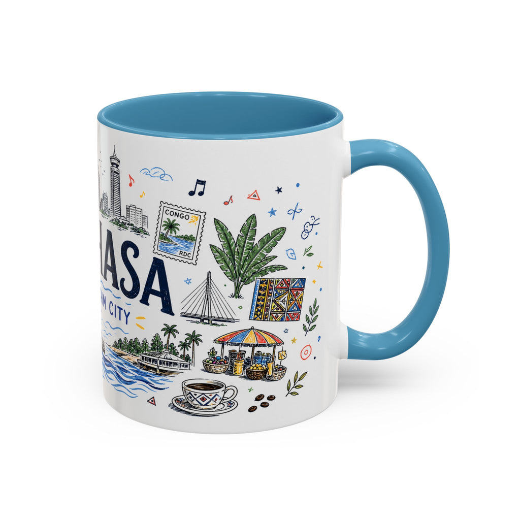 Kinshasa Coffee Mug | DR Congo Souvenir Travel Gift | Accent Color Ceramic 11oz 15oz