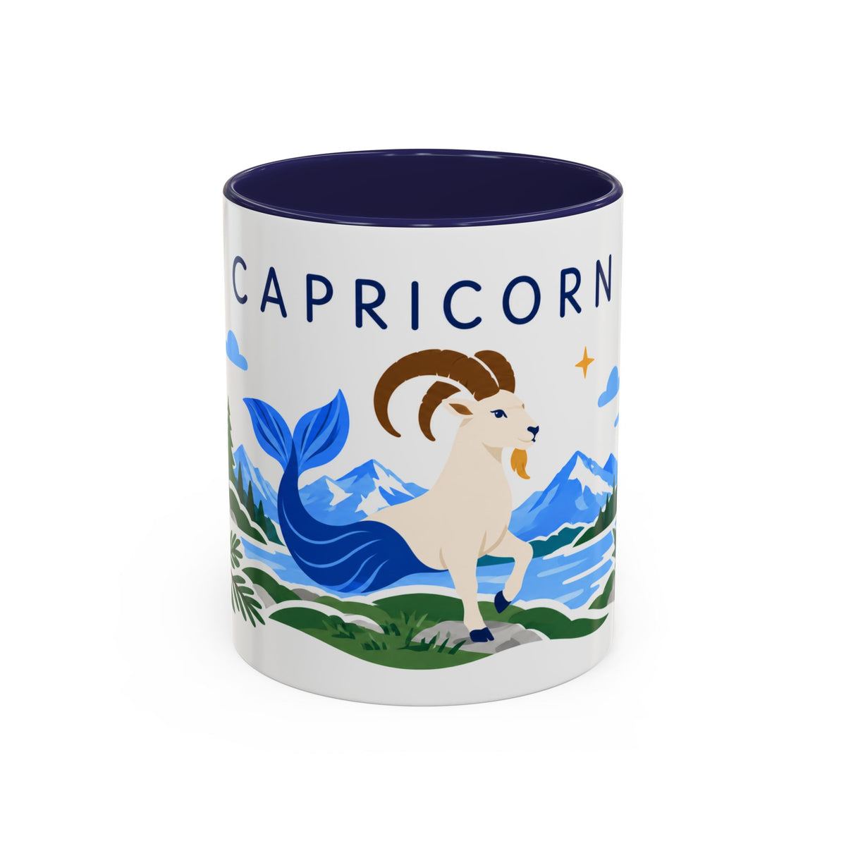 Capricorn Zodiac Coffee Mug | Sea Goat and Floral Design | Astrology Birthday Gift | 11 oz 15 oz Ceramic Accent Mug