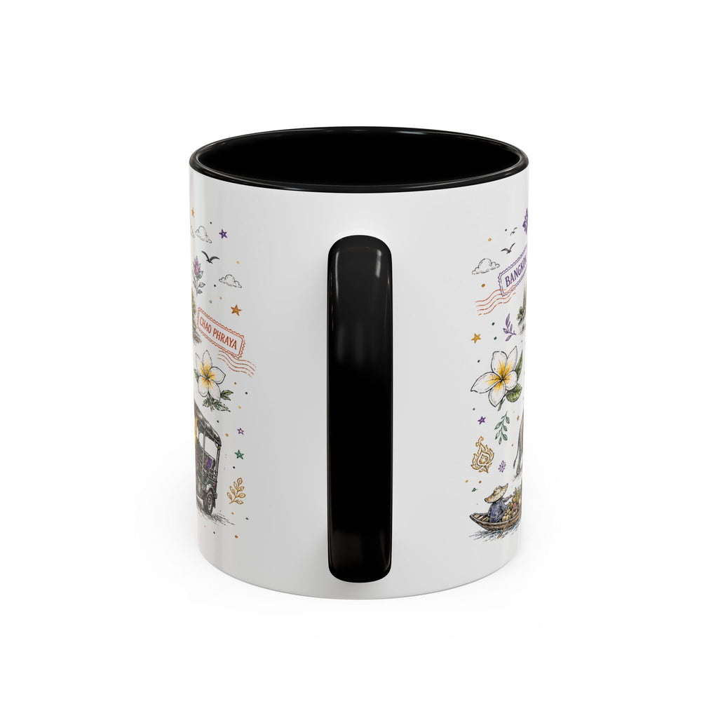 Bangkok Coffee Mug | Thailand Souvenir Travel Gift | Accent Color Ceramic 11oz 15oz