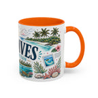 Maldives Coffee Mug | Travel Destination Souvenir Gift | Accent Color Ceramic 11oz 15oz
