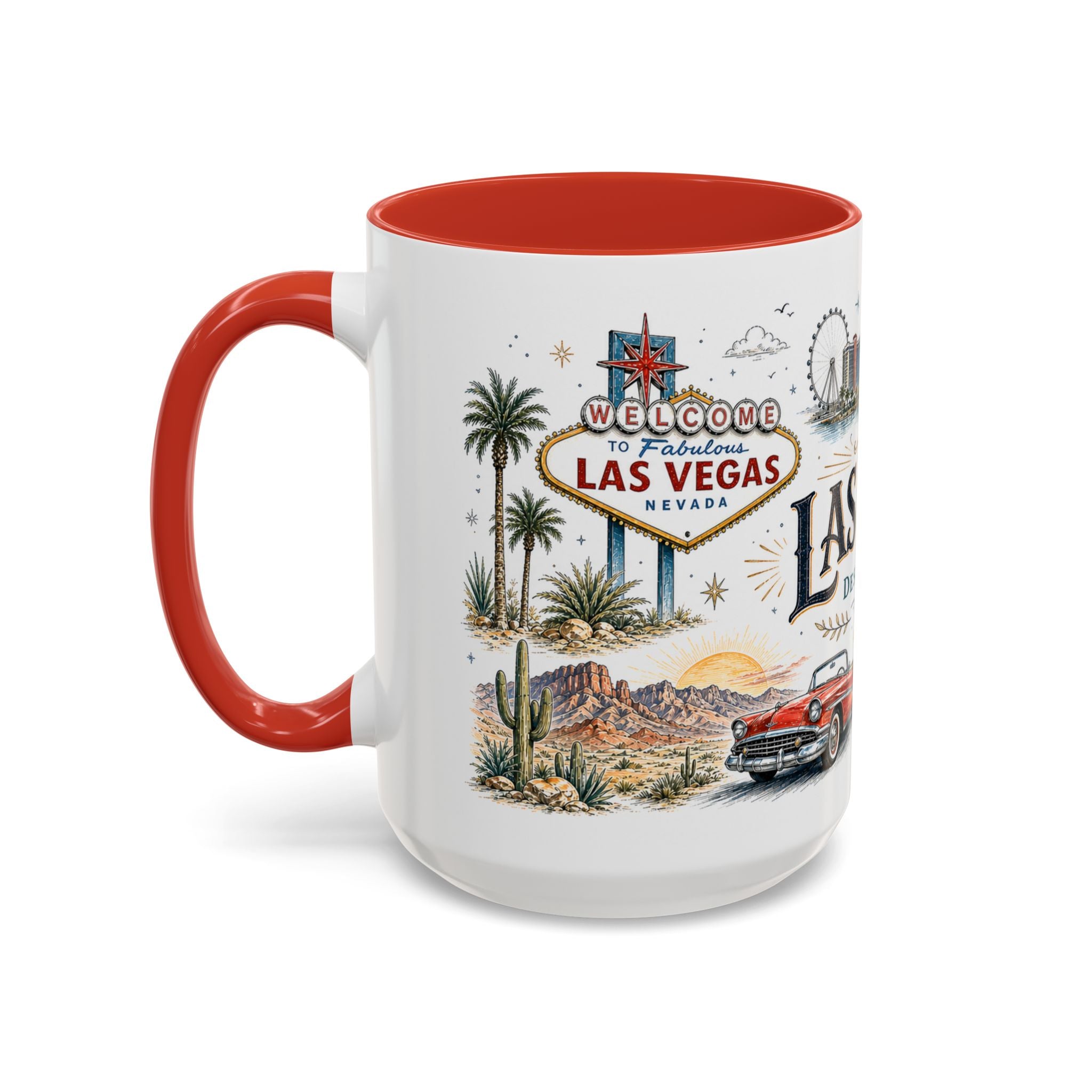 Las Vegas Coffee Mug | United States Travel Souvenir | Vintage Illustrated City Gift | 11 oz 15 oz Accent Mug