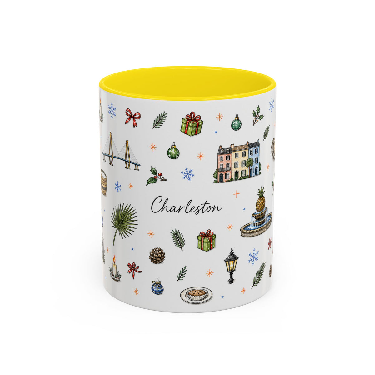 Charleston Christmas Mug | Watercolor City Souvenir, Holiday Travel Gift (11oz/15oz)
