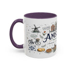 Amsterdam Coffee Mug | Netherlands Souvenir Travel Gift | Accent Color Ceramic 11oz 15oz