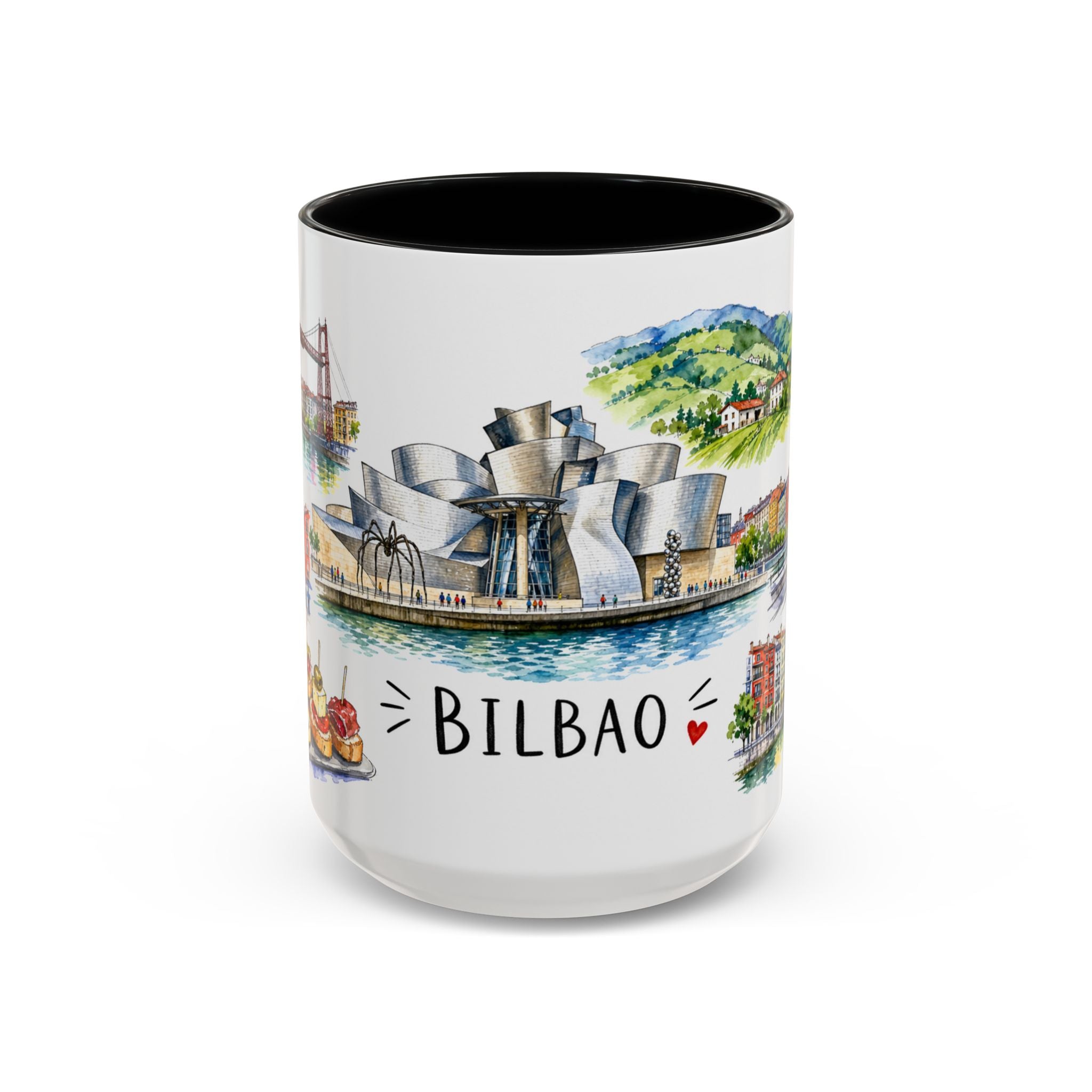 Bilbao Illustrated Travel Mug | City Souvenir Accent Coffee Mug | 11oz 15oz Ceramic Cup
