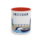 Amsterdam Coffee Mug | Netherlands Travel Souvenir | Porcelain Decal City Gift | 11oz 15oz Accent Mug