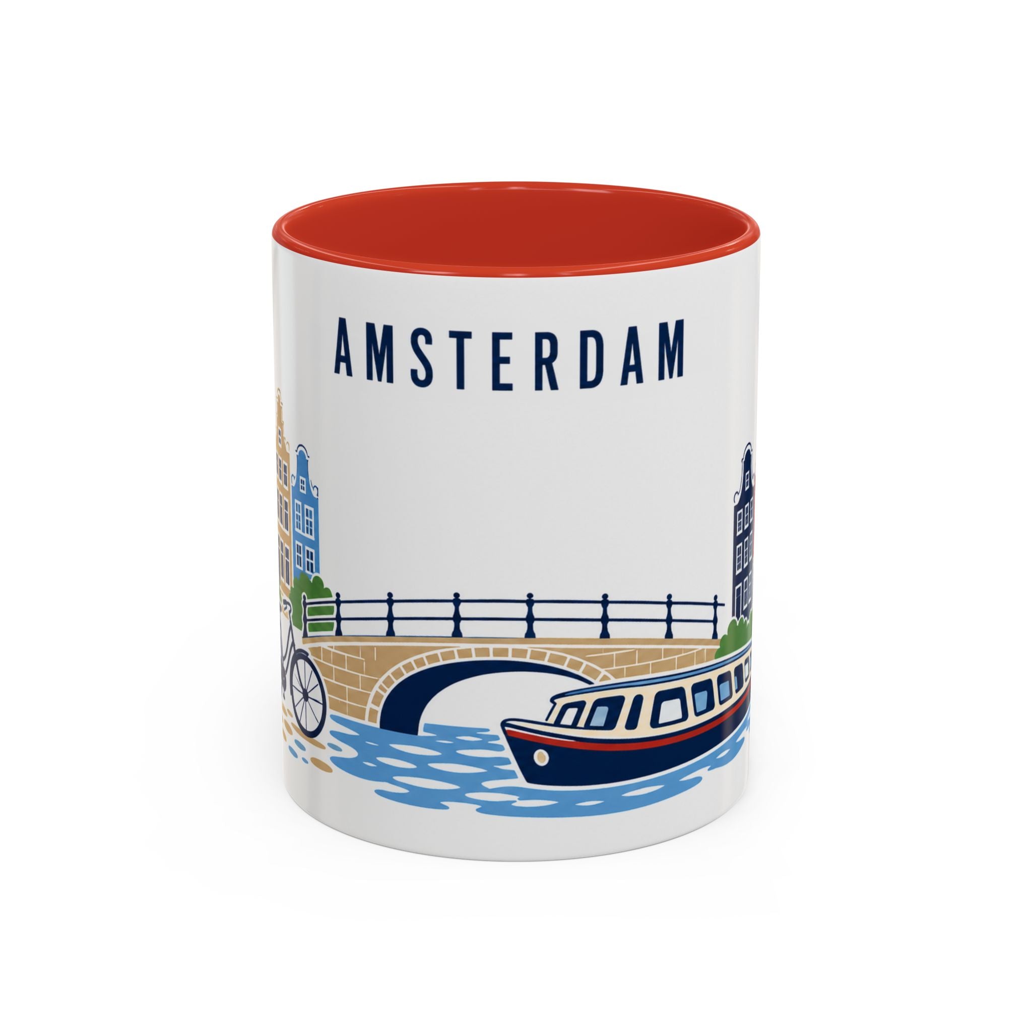 Amsterdam Coffee Mug | Netherlands Travel Souvenir | Porcelain Decal City Gift | 11oz 15oz Accent Mug